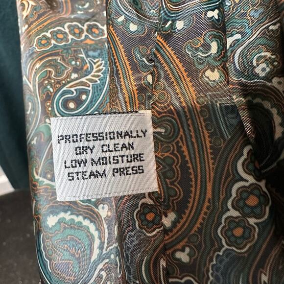 VTG Petite Essentials Green Wool Dress Coat Women's 10P Long Sleeve Button Up - Picture 8 of 13